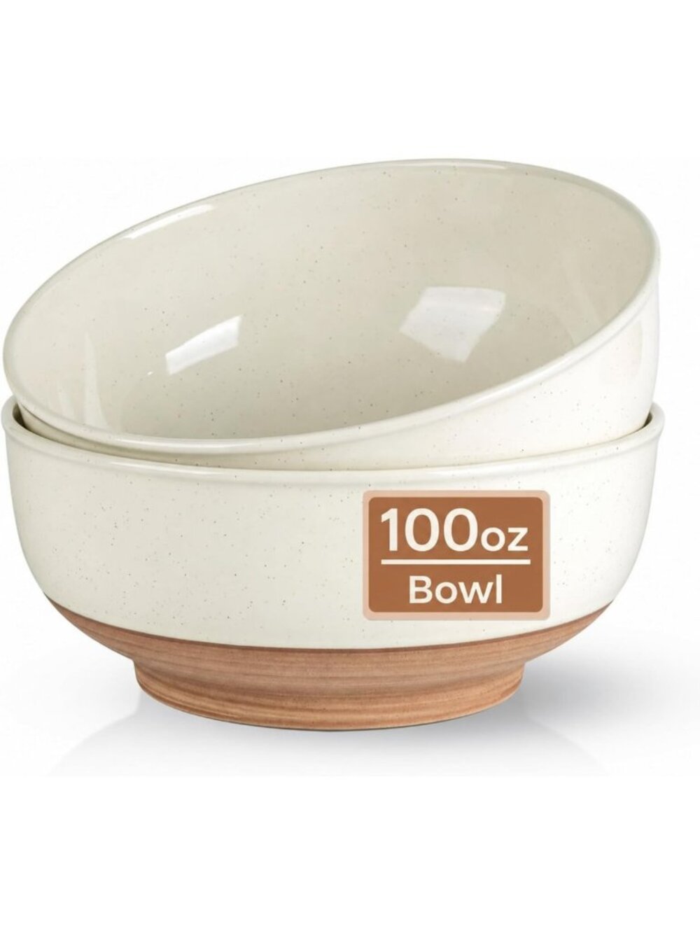 Extra Large Ceramic Serving Bowls Set of 2 - Rustic Stoneware for Salad & Soup